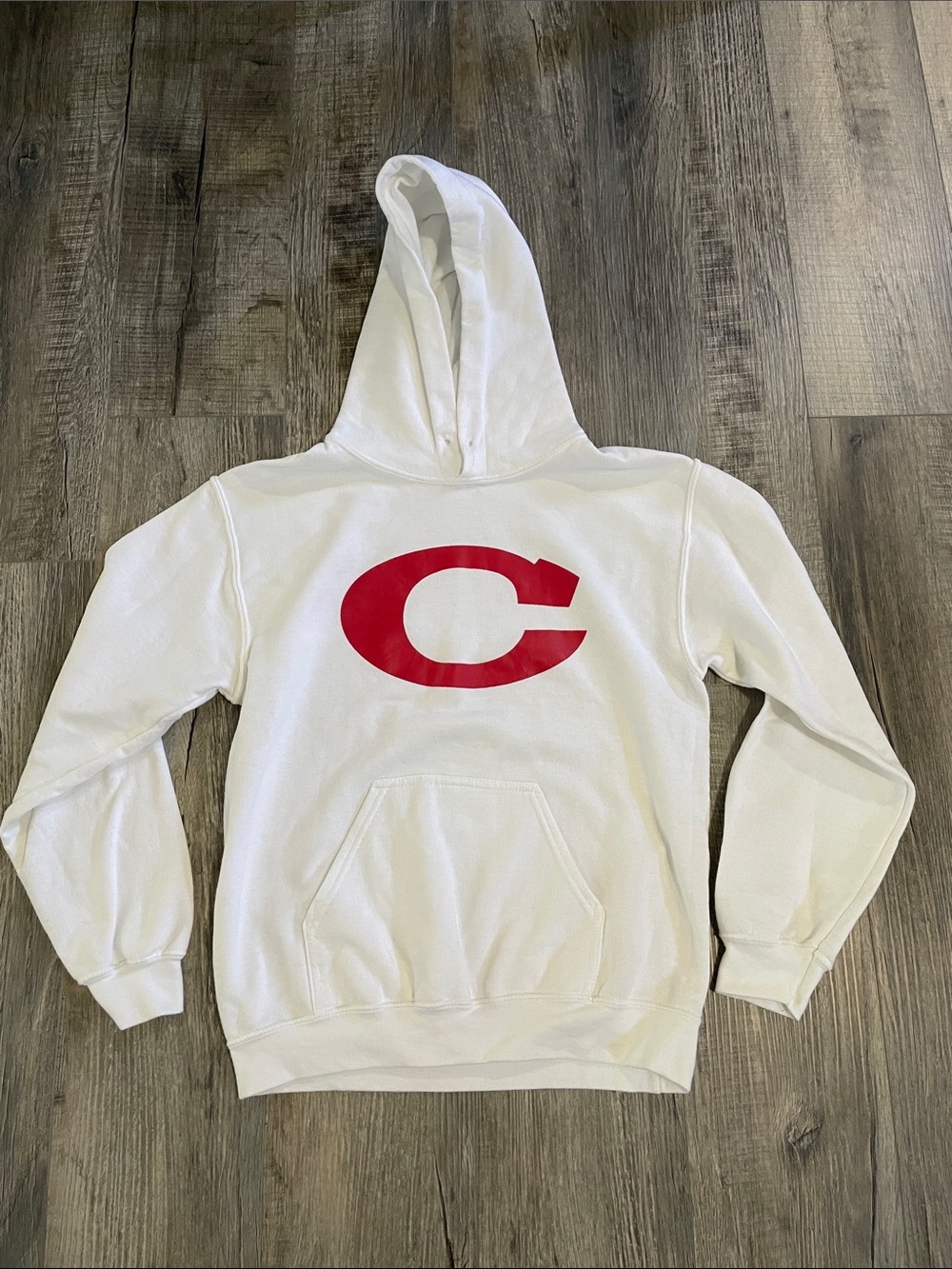 Gildan White Hoodie with Red 'C' Logo